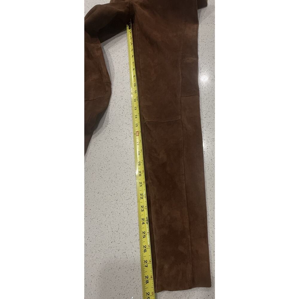 VTG Polo Ralph Lauren Lamb Suede Ankle Zip Pants Women’s Medium Brown Luxury - Picture 6 of 16